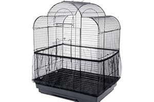 AOVNA Bird Cage Net Cover Seed Catcher Skirt Stretchy Dustproof Ventilate Cover (Black)