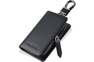 VISOUL Estuches de Llave Coche del Cuero Genuino, Llavero para Control Remoto del Cocheen Piel Auténtica Cuero Estuches de Llave con Cremallera Bolsa para Hombres y Mujeres