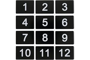 STAYMAX ABS Plastic Numbered Tags Rectangle Key Tags ID Tags Number Disc (1-50, Black)