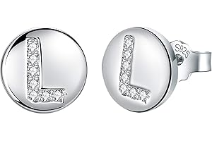 J.Endéar Earrings Initial Letter A-Z for Women Girls 925 Sterling Silver Hypoallergenic Tiny Studs, Jewelry Birthday Children's Day Gifts for Kids Daughter