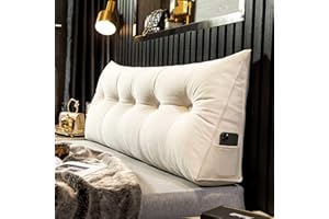 YSZBD Rückenstützkissen Rückenkissen Bett Lesekissen Für Bett Und Sofa Rückenkissen Keilkissen Sofa Bettkissen Rückenlehne Lesekissen Removable Cover,#1White-200x50x20cm