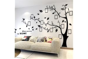 ‎GUANGMU Wandtattoo Baum 3D DIY Wandaufkleber Family Stammbaum Fotowand Baum Wandtattoo Wall Sticker mit Bilderrahmen Foto Wandsticker Wanddeko Deko Wohnzimmer Schlafzimmer (Schwarz Links,XXL)