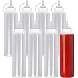 Matana 8 Flacone Dosatore Grandi in Plastica per Salse con Tappo, XL 680ml - Biberon Cucina, Bottiglia Squeeze - Riutilizzabi