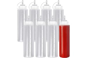MATANA 8 Biberones de Cocina Grandes de Plástico, XL 680ml - Condimentos, Salsas, Ketchup, Mayonesa y Más - Libre de BPA y Aptas para Lavavajillas