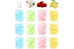 Rebanky 12 Piezas Hojas de Jabón Papel de Jabón en Laminas Laminas de Jabon Portatil Mini Hojas de Jabon Hojas de Jabon con Caja de Plástico para Exterior, Camping, Senderismo (4 Colores)