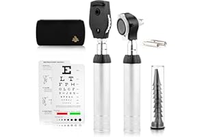 Zyrev Otoscope OPH Multifunction Kit Otoscope/Opthalmoscope for Ear and Eye Examination - with Portable Carry Bag, Visual Chart, Replacement Tips (Black)