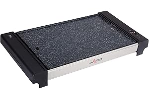 JATA JEGR3000 - Plancha de Cocina Electrónica con 5 Temperaturas. 2700 W. Antiadherente. Medidas: 48 x 32 cm. Fácil Limpieza. Bandeja Recogesalsas.Resistencia Excellence