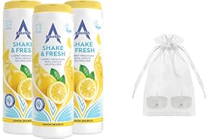 CAMLEIGH HOME STORES Astonish Shake n Fresh Carpet Freshener Powder - Astonish Shake n Fresh Carpet Deodoriser Multi-Pack with CHS Scented Candle Gift Set (Lemon Sparkle)