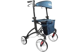 KMINA PRO - Rollator for Tall People (User Height 5'9" to 6'6" Approx.), Folding Rollator for Tall Person, Rollator Walker with Seat, Rollator for Large People, Rollators 4 Wheel with Seat Folding