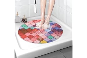 MACUNIN Sicherheits Duschmatte rutschfest, 60 * 60cm, Weich Komfort Badematte mit Ablauflöchern, PVC-Luffa Massage Duschmatten für Nassbereiche, Schnell trocknend