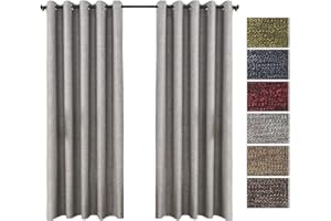 QINUO HOME Silver Grey Linen Blackout Curtains 66" X 72" - Room Darkening Eyelet Thermal Insulated Curtains for Kids Room, Set of 2 Panels