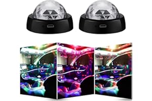 LCXECNW 2 luces LED para discoteca, 3 colores, USB, mini bola de discoteca, luz ambiental activada por sonido, para cumpleaños, fiestas, Navidad, decoración interior del coche