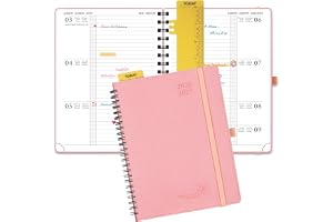 POPRUN Agenda 2026 2027 Dagsplanerare 22x16,5 cm, från Aug'26 - Dec'27, 17 Månader Skolkalender, Hårt Omslag med Spiralbindni