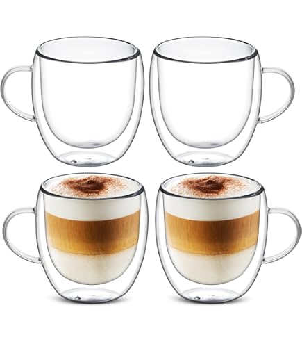 FilterLogic CFL655B Thermoshield - Bicchieri sottovuoto a doppia parete per caffè espresso/moka, confezione da 2 pezzi, ideali per gli amanti del caffè/regalo