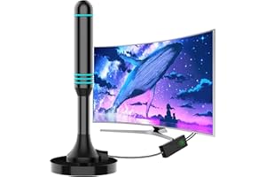 SZKALAK TV Aerial Indoor - Digital TV Ariels with Booster, Strong Magnetic Base Freeview Aerial for Easy Installation, Smart TV Aerial Indoor Support 4K/1080P All TV - 16.4FT Coax Cable (Blue)