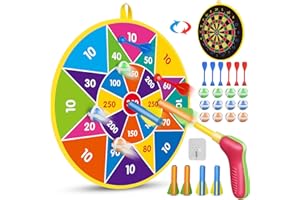 Dioju Dartscheibe für Kinder, Montessori Spielzeug Kinder Dartscheibe, Oppelseitige Dart Board Game Outdoor Indoor Spiel Wahl Geschenk Junge 3-5 Jahre, Spiele Ab 3 4 5 6 7 8 9 10 11 12 Jahren Kinder