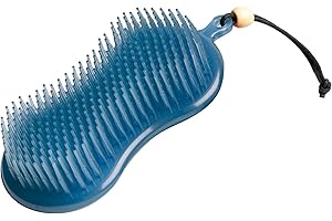 LeMieux Hippo Brush in Blue Two in One Horse Grooming Aid with Gentle Bristles and Rubber Scrubby Sponge - One Size