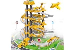 Xwin Sportseries Parking Garage Toy Set for Kids, 4-Storey Parking Lot Playset Preschool Car Games Toys for Kids Vehicle Playsets Race Car Ramp Track Toy for 3+ Year Old