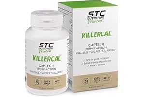 STC NUTRITION - Killercal® - Capteur Triple Action Graisse/Sucre/Calories - Active la perte de masse grasse - Réduit l'apport calorique et l'appétit - Vegan - Pilulier de 90 Gélules Végétales