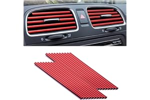 DABBOO Bandes Décoration de Sortie D’air de Voiture 20Pcs 20cm PVC Accessoire Voiture Interieur DIY Style Sortie D'air Bande de Décoration Universelle Bande de Garniture Intérieure de Voiture(Rouge)