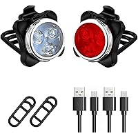 Fari Bici Impermeabili Kit 2 Luci LED Per Bici - Anteriore E Posteriore, Impermeabili, 3 Modalit&agrave; Impermeabile Senza Batterie