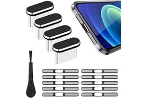 SHIFAKA 10 Stk Staubdichter Mesh-Aufkleber & 4 set USB C Staubschutz Stöpsel, USB C Schutzkappe für Handy Ladebuchse Schutz, Staubschutzstecker für iPhone 15 Zubehör, für iPhone 16 Zubehör, mit 1 Pinsel