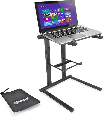 Supporto Per Laptop K&M 12155 In Acciaio Nero - Treppiede Pieghevole Per Stage, Ufficio E Presentazioni, Ripiano Regolabile, Made In Germany