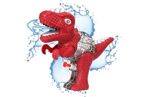 PWSAP Pistole ad Acqua per Bambini, Water Squirt Gun Giocattoli Pistola Raggio Pistola ad Acqua a Forma di Dinosauro per Spiaggia, Piscina All'aperto, Combattimenti in Acqua (Rosso)