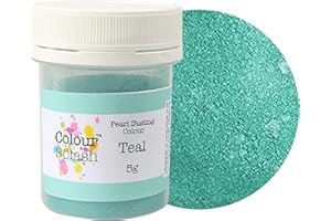 CULPITT COLOUR SPLASH Pearl Food Colouring Dusts, Lustre Dust for A Pearlescent Finish to Cake Surfaces Or Decorations, Create A Rainbow Cake Kit with an Assortment of Glistening Colours - Teal 5g