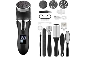 LAYHOU Elektryczny zestaw do usuwania zrogowaciałego naskórka stóp, przenośny pilnik do stóp, narzędzia do pedicure, 3 głowice szlifierskie, 2 prędkości, wodoodporny zestaw do pielęgnacji stóp do popękanych