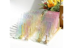 Lanyani 12 Sheets Iridescent Clear Textured Stained Glass Sheets for Crafts, 4x6 inch Cathedral Art Glass Packs for Mosaic Work