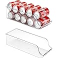Puricon 2 Pack Standard Can Drink Dispenser Organizer for Refrigerator Plastic Soda Pop Holder Container Storage Bin for Fridge Freezer Pantry Kitchen