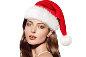 APMGONT Santa Hats Christmas Hats for Adults Bulk, Luxury Father Christmas Hats Plush Xmas Santa Claus Hat, Unisex Thicken Christmas Party Hat, Velvet Comfy Santa Outfit for New Year Festive Party Supply