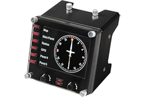 Logitech G Saitek Pro Flight Instrument Panel Tableau de Bord pour Simulateur de Vol, Ecran Couleur LCD 3,5 Pouces, 15 Options d'Affichage, Connexion USB, Modulaire - Noir