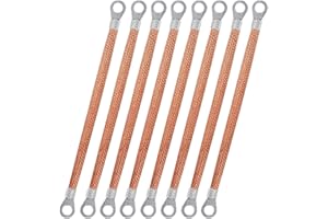 DEANKEJI 8 Piezas Correa de Tierra, 300 mm (11,8 Pulgadas) Plana De Cobre De Alambre, Aluminio Revestido de Cobre Alambres del Cable de Tierra, para Cajas de Dstribución