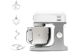 Kenwood KMX750WH KMIX Impastatrice Planetaria con Ciotola con Manico in Acciaio 5L, 3 Ganci di Miscelazione, Potenza 1000W, Personalizzabile con Oltre 20 Accessori Acquistabili Separatamente, Bianco