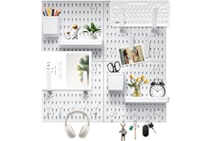 CROWNSHOP Pegboard Combination Set 30×30cm (4 Panels) with 20 Accessories Free CombinationDual Installation Options Wall Organizer for Home Storage & Decoration