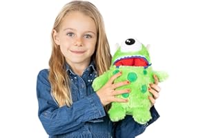 Worry Yummy Monster Children's Soft Toy - 28cm (11") Soft Cuddly Toy For Kids - Boys & Girls Anxiety, Stress & Fear Reducing Sleep Companion - Green 'Hank'
