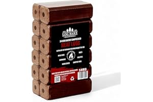 LOG-BARN Log Barn 12 High Energy Compressed Heat Logs (1x10kg) Ultra Dry Hot Burning Firewood Briquettes for Open fires, Wood Stoves, BBQ's, Camping Fires, Fire Pits, Chimineas