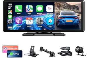 CGSGDK 10.26 Ecran Carplay Voiture avec Carplay sans Fil Android Auto, Caméra de Recul 1080P, Autoradio Portable Mirrorlink/Bluetooth/GPS/Siri/Google/AUX/FM, Adapté à Plusieurs Véhicules