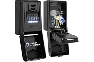 ENONEO Cassetta di Sicurezza Retroilluminata per Chiavi con Codice 4 Cifre - Impermeabile, Montaggio a Muro per Casa Scuola