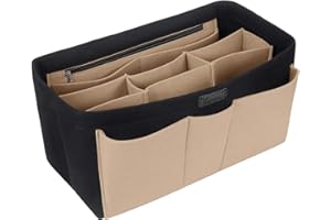 Ropch Filz Handtaschen Organizer, Bag Organizer Aufbewahrungstasche mit mehreren Taschen, Taschen Organizer, Schwarz und Beige, XL