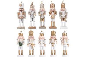 ‎VORFOR VorFor 10PCS Nussknacker Figur Puppe,12cm Nussknacker,Weihnachtsdeko Holz,Deko (Platin), Freunde Und Freunde