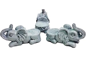 GOODMAN&WIFE Goodman and Wife Set of 3 Poly Resin Elephant Shaped Pot Feet or Planter Risers (Large Size Elephant Shape Each Measures 3.75 inches Long,2.5 inches Tall)