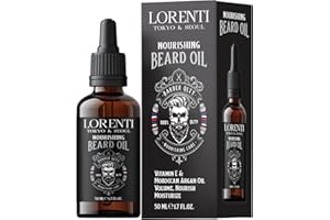 LORENTI TOKYO & SEOUL Huile à Barbe Argan 50ml Homme | Huile à barbe pour l'entretien quotidien de la barbe, de la barbe de 3 jours à la barbe complète | huile à barbe pour homme