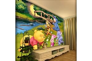 XLMING Carta da parati sfondo wall_girl cute cartoon autoadesivo Winnie the Pooh boy camera da letto sfondo muro 3d murale carta da parati Carta Da Parati moderna 3D Fotomurali spiaggia-150cm×105cm