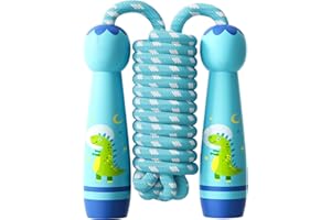 JunD Cuerda de Saltar, Cuerda Saltar con Mango Madera, Vistoso Cuerda de Algodón Skipping Rope Ajustable, Jump Rope para Fitness, Pérdida de Peso y Actividades al Aire Libre