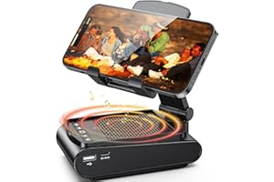 Rolgno Altavoz Bluetooth Inalambrico con Soporte Movil, Antideslizante & Sonido Envolvente HD, Altavoz Bluetooth Portatil & Porta movil Ajustable para iPhone/Samsung/iPad, Regalo Navidad