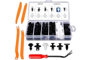 LCOUACEO Rivetti in Plastica per Auto,100 Pezzi Clip in Nylon Nero Automatico Universale Rivetto in Plastica Clip di Rivestimento per per parafango paraurti della portiera dell'auto con Strumenti di Rimozione