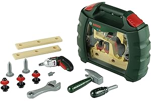 Theo Klein 8384 Walizka Bosch Ixolino z licznymi akcesoriami I Akumulatorowa wkrętarka akumulatorowa Ixolino | Zabawki dla dzieci od 3. roku życia